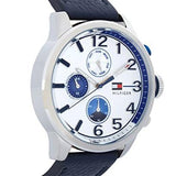 Buy Shop Tommy Hilfiger Jackson Silver Dial Black Leather Strap Watch for Men - 1791240 USA Online