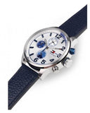 Buy Shop Tommy Hilfiger Jackson Silver Dial Black Leather Strap Watch for Men - 1791240 USA Online