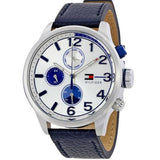 Buy Shop Tommy Hilfiger Jackson Silver Dial Black Leather Strap Watch for Men - 1791240 USA Online