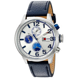 Buy Shop Tommy Hilfiger Jackson Silver Dial Black Leather Strap Watch for Men - 1791240 USA Online