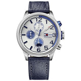 Buy Shop Tommy Hilfiger Jackson Silver Dial Black Leather Strap Watch for Men - 1791240 USA Online