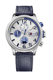 Buy Shop Tommy Hilfiger Jackson Silver Dial Black Leather Strap Watch for Men - 1791240 USA Online