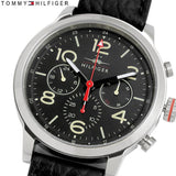 Buy Shop Tommy Hilfiger Jake Chronograph Black Dial Black Leather Strap Watch for Men - 1791232 USA Online