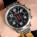 Buy Shop Tommy Hilfiger Jake Chronograph Black Dial Silver Steel Strap Watch for Men - 1791234 USA Online