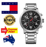 Buy Shop Tommy Hilfiger Jake Chronograph Black Dial Silver Steel Strap Watch for Men - 1791234 USA Online