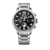 Buy Shop Tommy Hilfiger Jake Chronograph Black Dial Silver Steel Strap Watch for Men - 1791234 USA Online