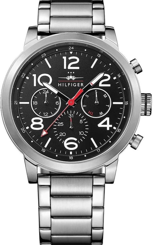 Buy Shop Tommy Hilfiger Jake Chronograph Black Dial Silver Steel Strap Watch for Men - 1791234 USA Online