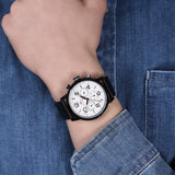Buy Shop Tommy Hilfiger Jake Multi Function Quartz White Dial Black Leather Strap Watch for Men - 1791235 USA Online