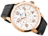 Buy Shop Tommy Hilfiger Jake Multifunction White Dial Black Leather Strap Watch for Men - 1791236 USA Online