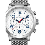 Buy Shop Tommy Hilfiger Jake Quartz White Dial Silver Mesh Bracelet Watch for Men - 1791233 USA Online