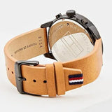 Buy Shop Tommy Hilfiger James Quartz Black Dial Brown Leather Strap Watch For Men - 1791486 USA Online