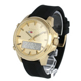 Buy Shop Tommy Hilfiger Jeans Digital Analog Gold Dial Black Rubber Strap Watch For Women - 1791762 USA Online