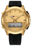 Buy Shop Tommy Hilfiger Jeans Digital Analog Gold Dial Black Rubber Strap Watch For Women - 1791762 USA Online