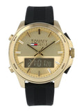 Buy Shop Tommy Hilfiger Jeans Digital Analog Gold Dial Black Rubber Strap Watch For Women - 1791762 USA Online