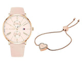 Buy Shop Tommy Hilfiger Jenna Analog Pink Dial Pink Leather Strap Watch for Women - 1782071 USA Online