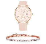 Buy Shop Tommy Hilfiger Jenna Analog Pink Dial Pink Leather Strap Watch for Women - 1782071 USA Online