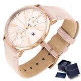 Buy Shop Tommy Hilfiger Jenna Analog Pink Dial Pink Leather Strap Watch for Women - 1782071 USA Online