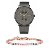 Buy Shop Tommy Hilfiger Jenna Multifunction Grey Dial Grey Mesh Bracelet Watch For Women - 1781945 USA Online