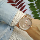 Buy Shop Tommy Hilfiger Jenna Quartz Rose Gold Dial Rose Gold Mesh Bracelet Watch For Women - 1781944 USA Online