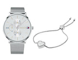 Buy Shop Tommy Hilfiger Jenna Quartz Silver Dial Silver Mesh Bracelet Watch For Women - 1781942 USA Online