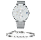 Buy Shop Tommy Hilfiger Jenna Quartz Silver Dial Silver Mesh Bracelet Watch For Women - 1781942 USA Online