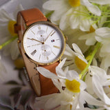 Buy Shop Tommy Hilfiger Jenna Quartz White Dial Brown Leather Strap Watch for Women - 1782073 USA Online