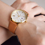 Buy Shop Tommy Hilfiger Jenna Quartz White Dial Brown Leather Strap Watch for Women - 1782073 USA Online