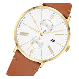 Buy Shop Tommy Hilfiger Jenna Quartz White Dial Brown Leather Strap Watch for Women - 1782073 USA Online