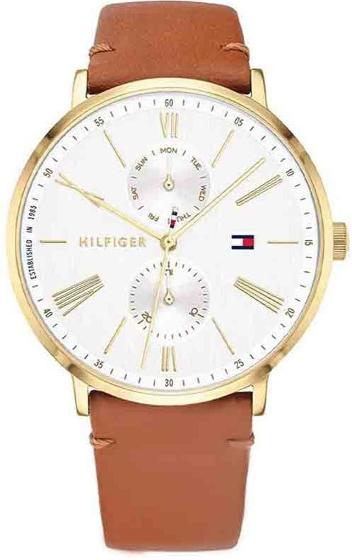 Buy Shop Tommy Hilfiger Jenna Quartz White Dial Brown Leather Strap Watch for Women - 1782073 USA Online