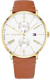 Buy Shop Tommy Hilfiger Jenna Quartz White Dial Brown Leather Strap Watch for Women - 1782073 USA Online