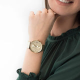 Buy Shop Tommy Hilfiger Jenna Quartz White Dial Gold Mesh Bracelet Watch For Women - 1781943 USA Online
