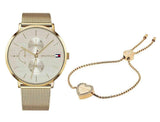 Buy Shop Tommy Hilfiger Jenna Quartz White Dial Gold Mesh Bracelet Watch For Women - 1781943 USA Online
