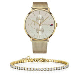 Buy Shop Tommy Hilfiger Jenna Quartz White Dial Gold Mesh Bracelet Watch For Women - 1781943 USA Online
