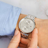 Buy Shop Tommy Hilfiger Jenna Quartz White Dial Silver Steel Strap Watch for Women - 1782068 USA Online