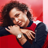 Buy Shop Tommy Hilfiger Jenna Quartz White Dial Two Tone Mesh Bracelet Watch for Women - 1782074 USA Online