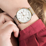 Buy Shop Tommy Hilfiger Jenna Quartz White Dial Two Tone Mesh Bracelet Watch for Women - 1782074 USA Online