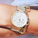 Buy Shop Tommy Hilfiger Jenna Quartz White Dial Two Tone Mesh Bracelet Watch for Women - 1782074 USA Online