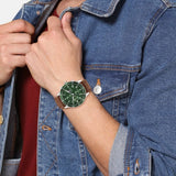 Buy Shop Tommy Hilfiger Jimmy Chronograph Green Dial Brown Leather Strap Watch For Men - 1791948 USA Online