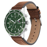 Buy Shop Tommy Hilfiger Jimmy Chronograph Green Dial Brown Leather Strap Watch For Men - 1791948 USA Online
