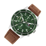 Buy Shop Tommy Hilfiger Jimmy Chronograph Green Dial Brown Leather Strap Watch For Men - 1791948 USA Online