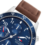 Buy Shop Tommy Hilfiger Jimmy Chronograph Quartz Blue Dial Brown Leather Strap Watch For Men - 1791946 USA Online