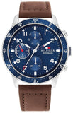 Buy Shop Tommy Hilfiger Jimmy Chronograph Quartz Blue Dial Brown Leather Strap Watch For Men - 1791946 USA Online