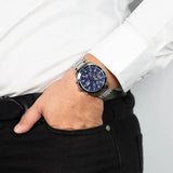 Buy Shop Tommy Hilfiger Jimmy Chronograph Quartz Blue Dial Silver Steel Strap Watch For Men - 1791949 USA Online