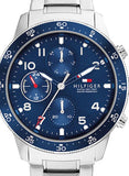 Buy Shop Tommy Hilfiger Jimmy Chronograph Quartz Blue Dial Silver Steel Strap Watch For Men - 1791949 USA Online