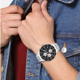 Buy Shop Tommy Hilfiger Jimmy Multifunction Black Dial Silver Steel Strap Watch For Men - 1791950 USA Online