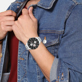 Buy Shop Tommy Hilfiger Jimmy Multifunction Black Dial Silver Steel Strap Watch For Men - 1791950 USA Online