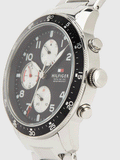 Buy Shop Tommy Hilfiger Jimmy Multifunction Black Dial Silver Steel Strap Watch For Men - 1791950 USA Online