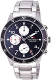 Buy Shop Tommy Hilfiger Jimmy Multifunction Black Dial Silver Steel Strap Watch For Men - 1791950 USA Online