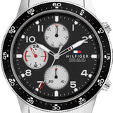 Buy Shop Tommy Hilfiger Jimmy Multifunction Black Dial Silver Steel Strap Watch For Men - 1791950 USA Online