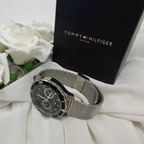 Buy Shop Tommy Hilfiger Jordan Chronograph Black Dial Silver Mesh Strap Watch For Men - 1792092 USA Online
